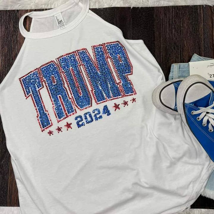 Tanque basculante Trump 2024 Spangle District para venta al por mayor de The Dirty Cowgirl Apparel