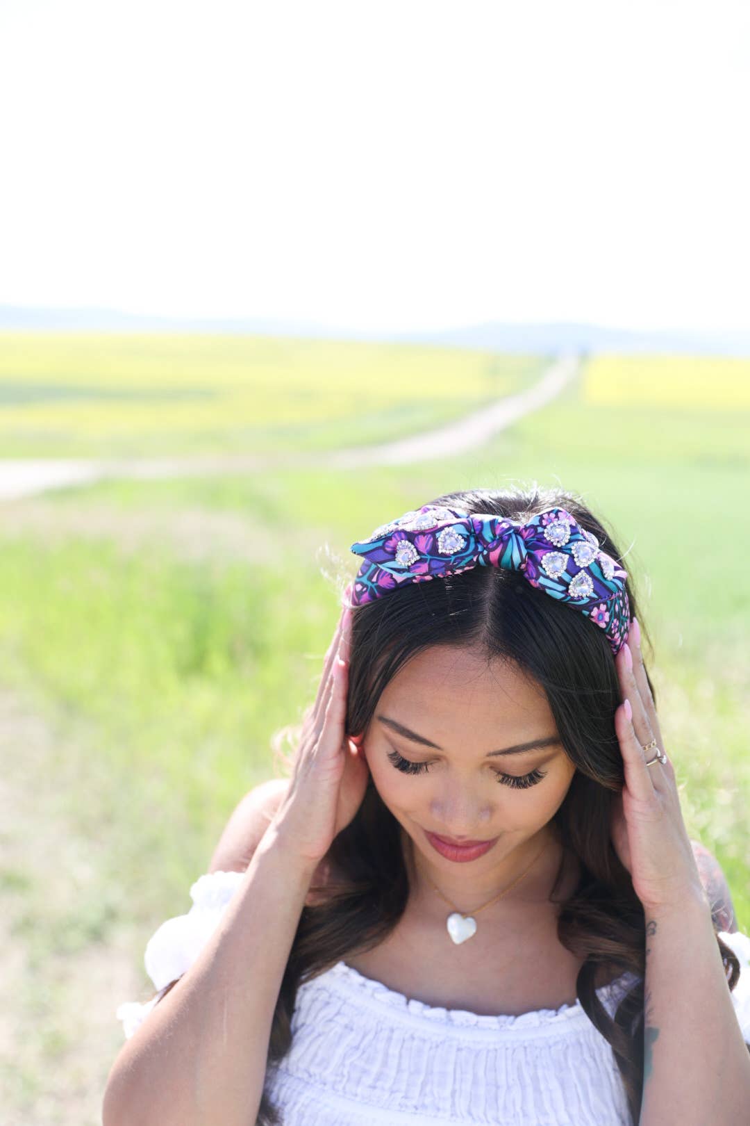 La Bella - Wholesale Fashion Headband - Women's - Night Garden Halo Hearts Mini Bow Headband1