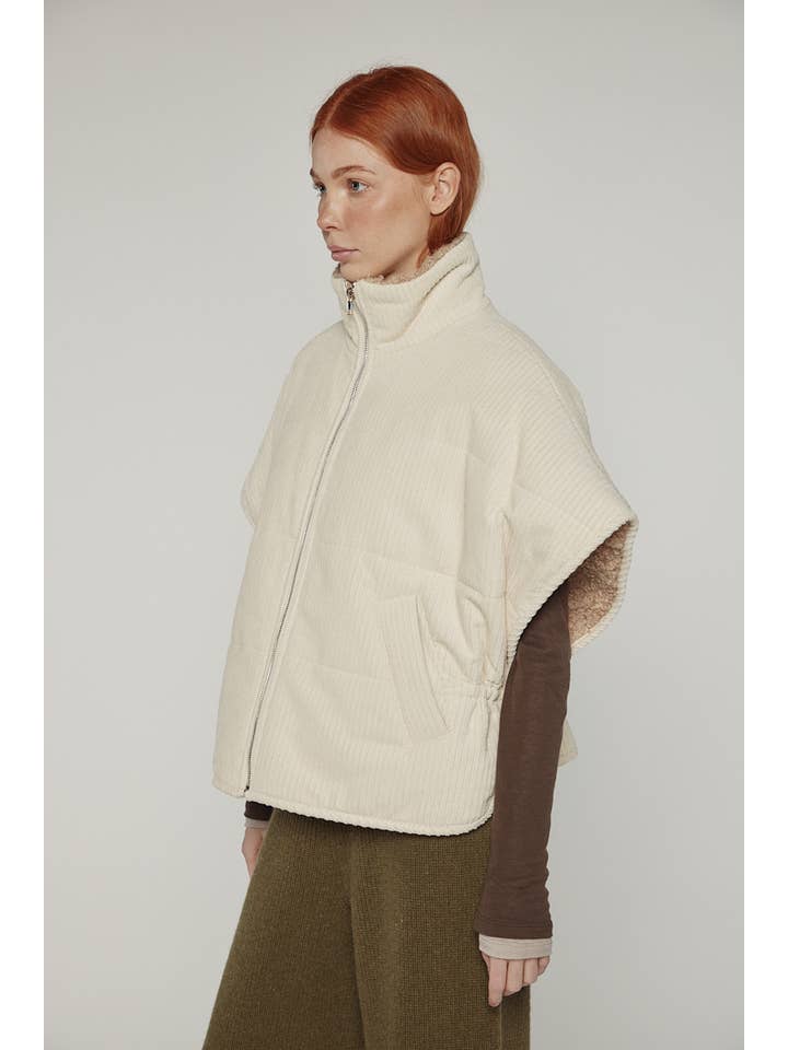 Cream Taupe Reversible high-neck vest for wholesale on Faire5