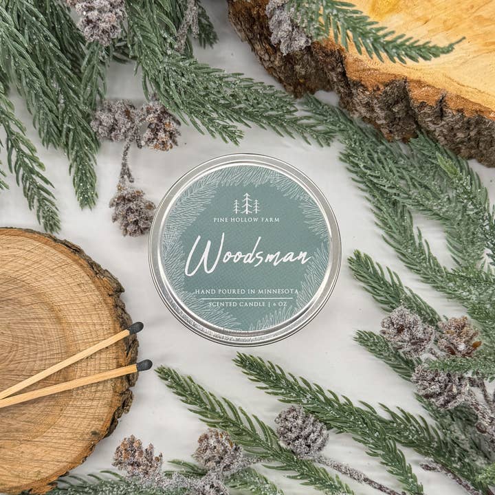 Woodsman | Wood Wick Soy Candle for wholesale by Pine Hollow Farm LLC