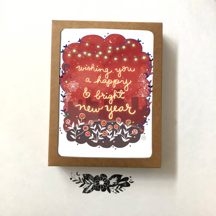 Cynla - Wholesale New Year's Card - BOX of 8 Bright New Year Card, happy new year greetings1