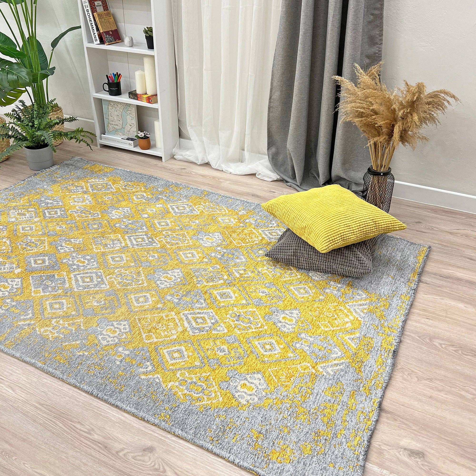 Alfa Rich Inc – wholesale Matta – Rosa grå matta, vändbar tvättbar bomull 8x10 områdesmatta för vardagsrum sovrum kök barnkammare matsal Boho dekor estetisk rosa grå 8x103