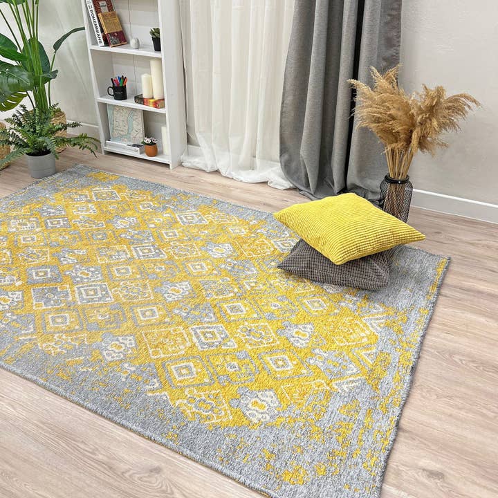 Alfa Rich Inc – wholesale Matta – Rosa grå matta, vändbar tvättbar bomull 8x10 områdesmatta för vardagsrum sovrum kök barnkammare matsal Boho dekor estetisk rosa grå 8x103