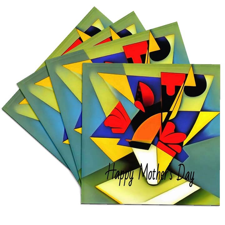 3dRose - Wholesale Coasters - 3dRose, Happy Mothers Day Greeting With Abstract Red Carnation Background, Coaster