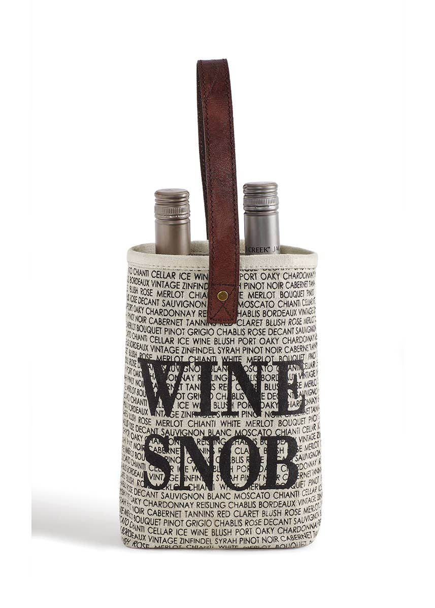 Mona B. - Wholesale Wine Tote - Wine Snob Up-Cycled Canvas Double Wine Bag M-5119