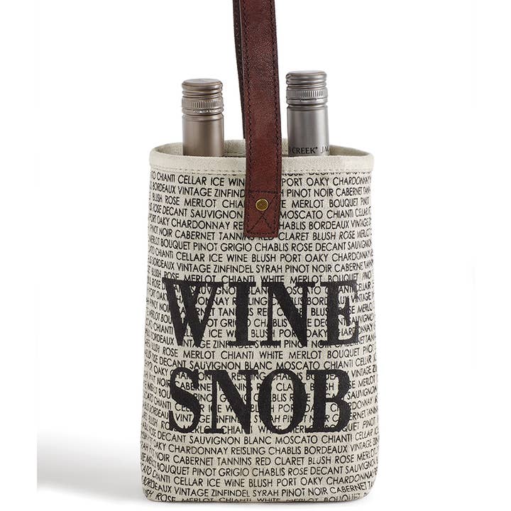 Mona B. - Wholesale Wine Tote - Wine Snob Up-Cycled Canvas Double Wine Bag M-51190