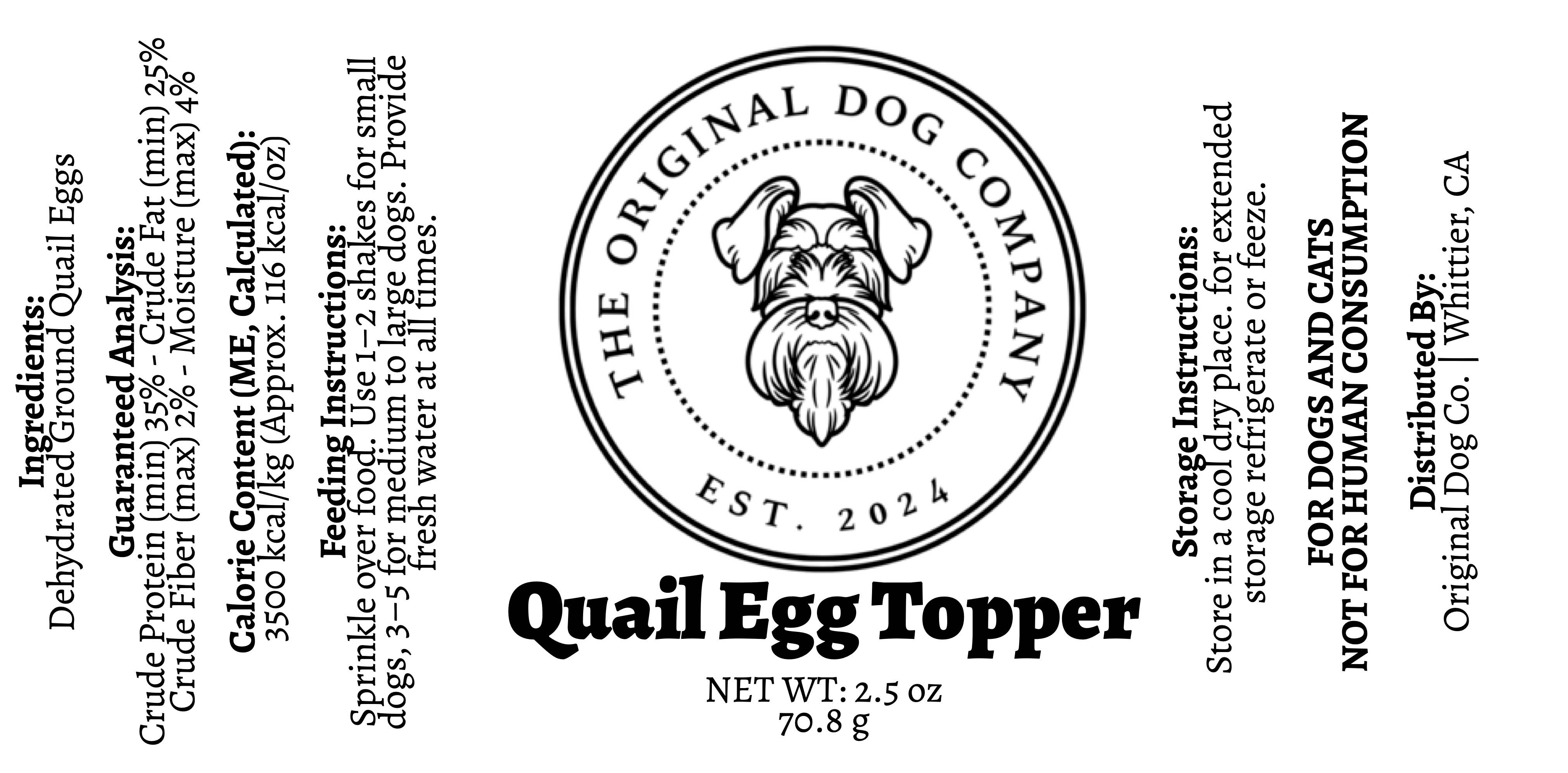 The Original Dog Company - Wholesale Pet Treats - Dog - Dehydrated Quail Egg Topper1
