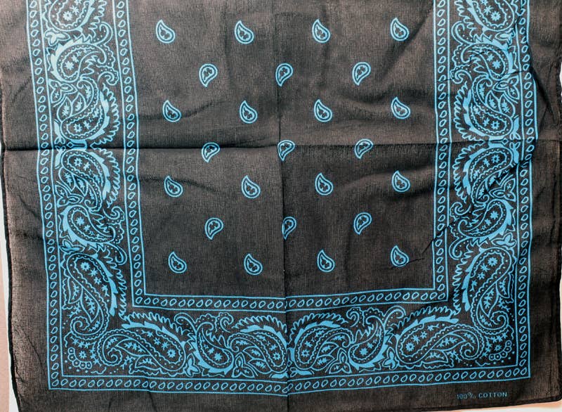 Western Counties Wholesale – wholesale Bandana – Unisex – 53x53cms Black & Turquoise Paisley Print Bandana 2