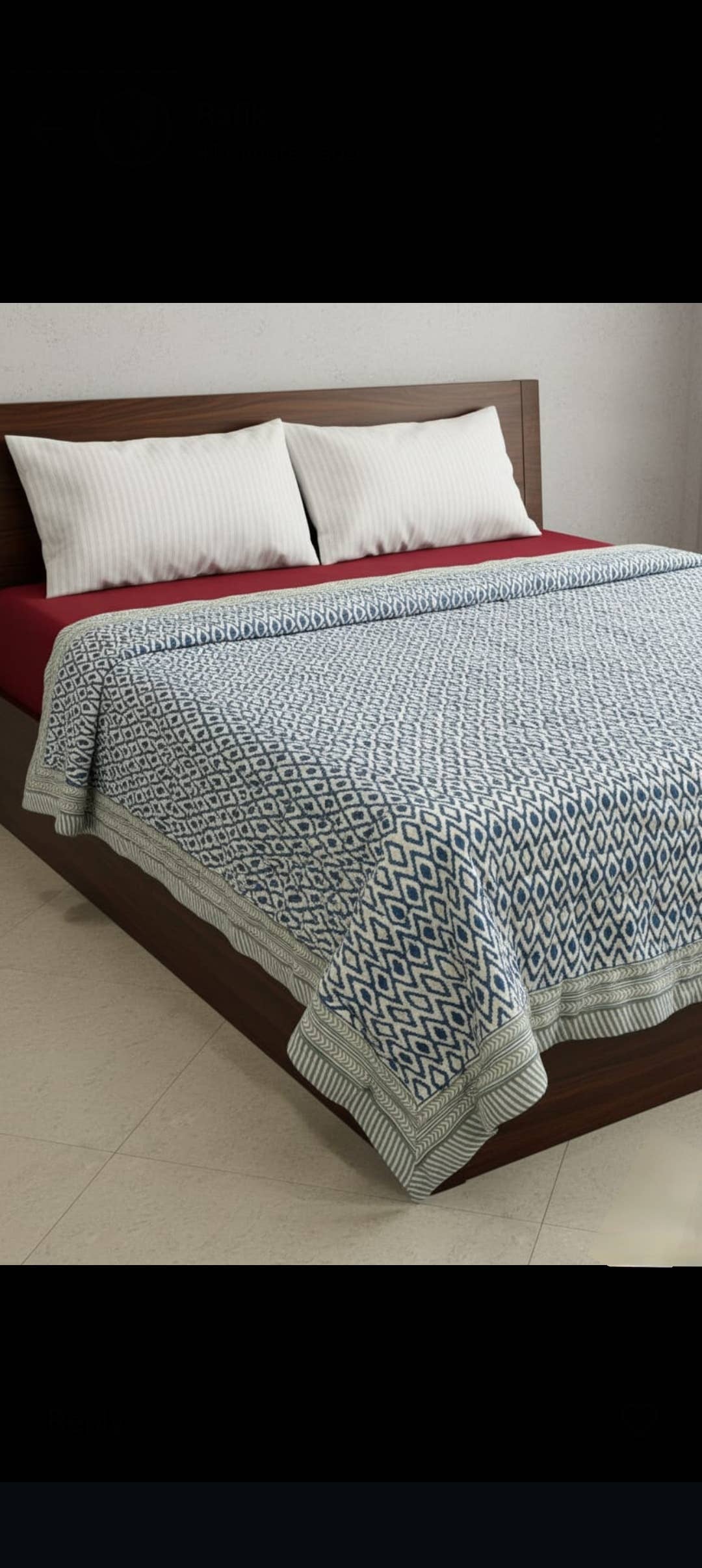 Akshu & Ameirah - Wholesale Quilt - Jheel (Green and Blue) Double Sided 100% Soft Cotton Quilt/Blanket - No Tariffs