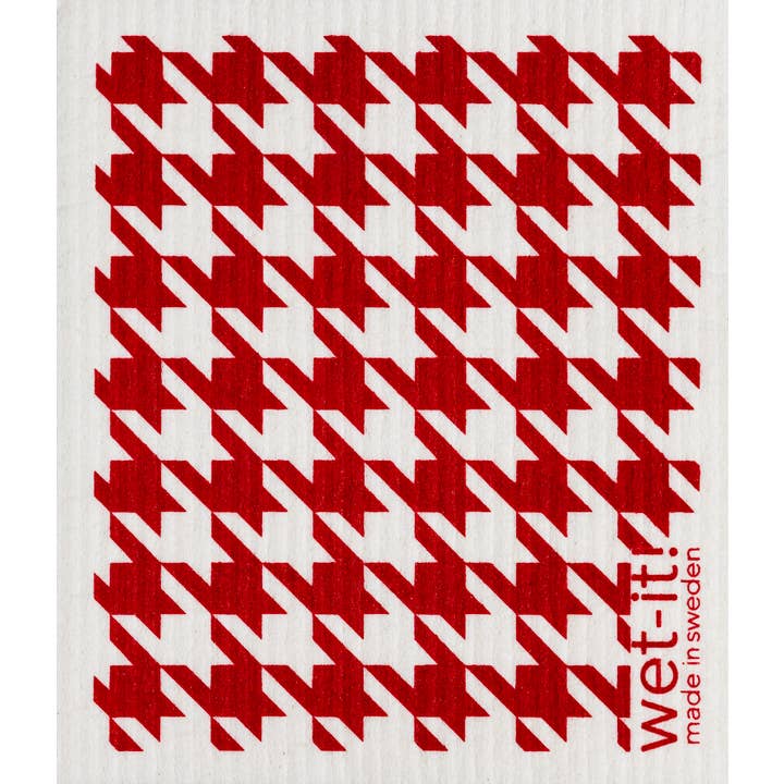 Wet-it! - Wholesale Dishcloth - Houndstooth Red Swedish Cloth