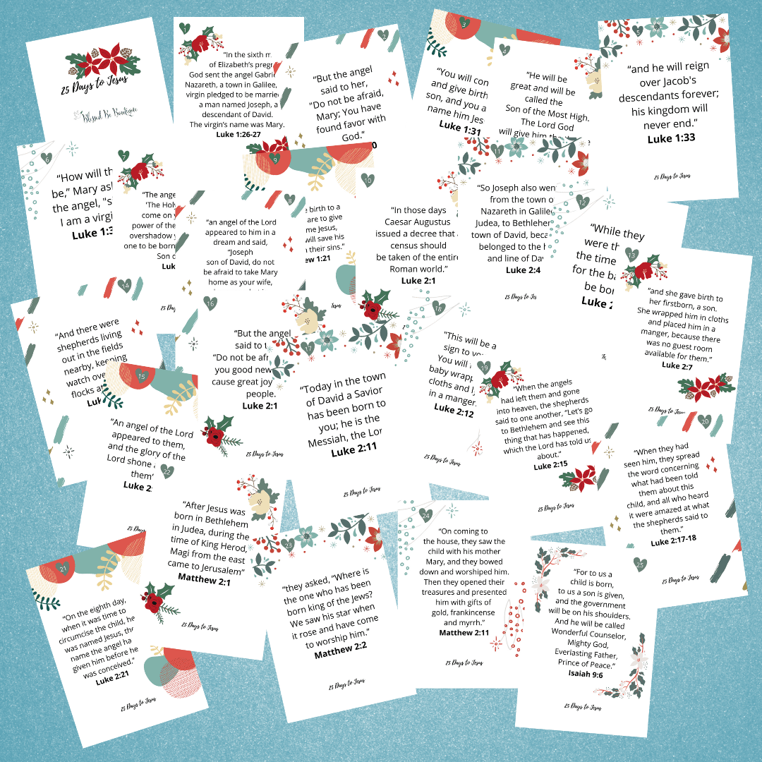 Blessed Be Boutique - Wholesale Christmas Card - 25 Days to Jesus Scripture Cards2