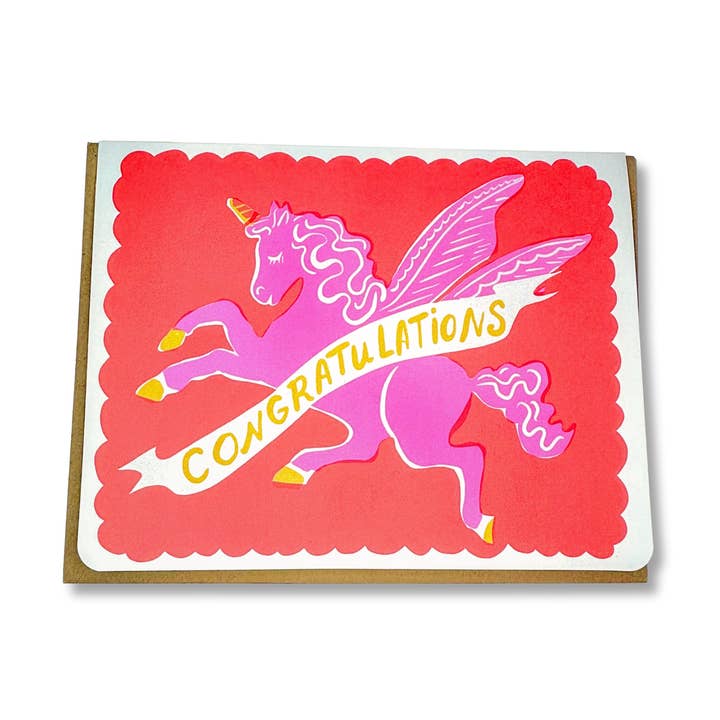 Wolf & Wren Press – Engroshandel Lykønskningskort – Tillykke Unipegasus-kort0