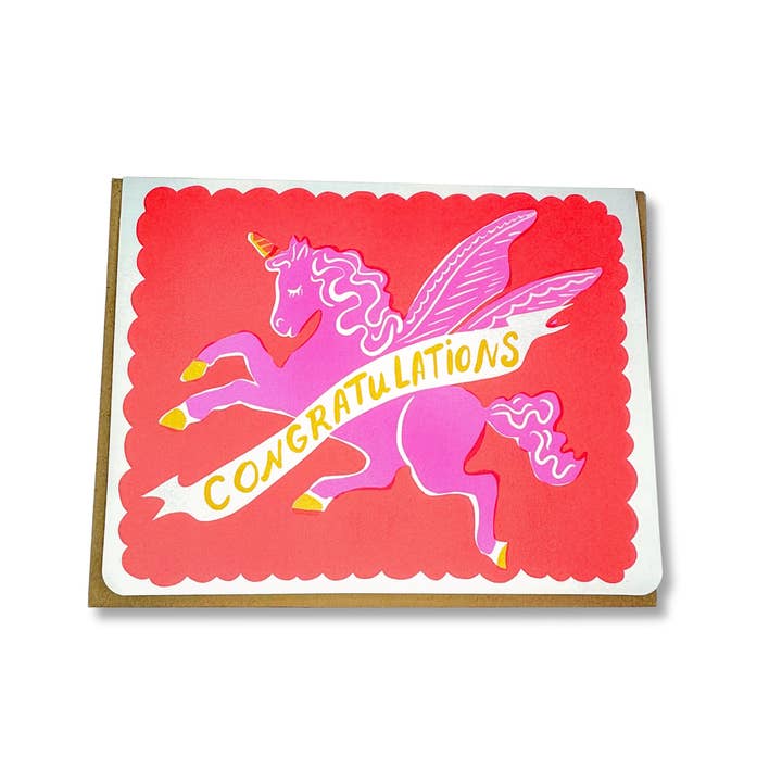 Wolf & Wren Press - Wholesale Congratulations Card - Congrats Unipegasus