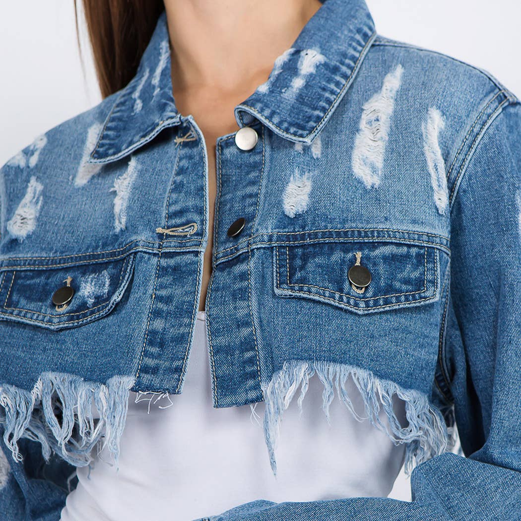 Women's Classic Casual Cotton Lightweight Distressed Denim Button Up Jean  Jacket (Medium Blue, S) - Walmart.com