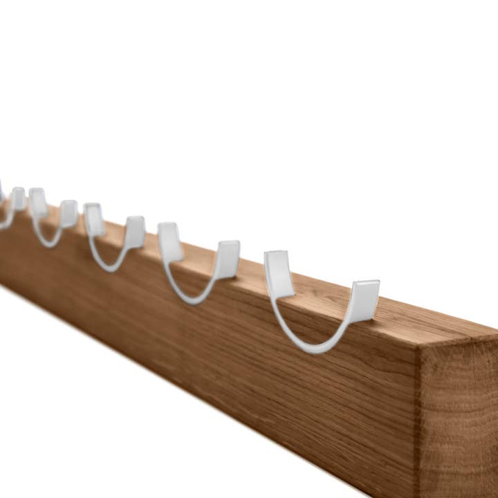 Wooden wall coat rack with white painted metal hooks DEER for wholesale by NAMUOS