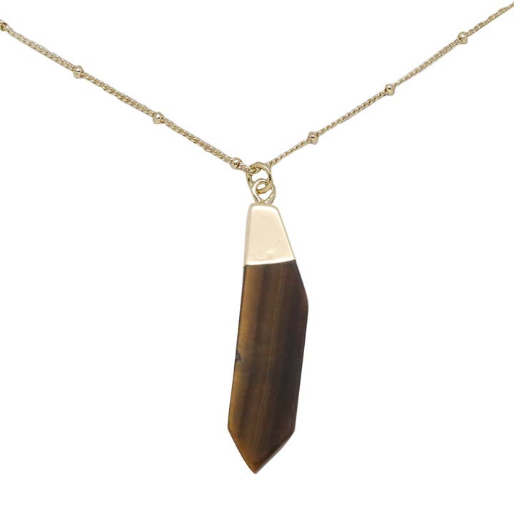 Tiger's Eye & Gold Pendant Necklace for wholesale by CHARGED