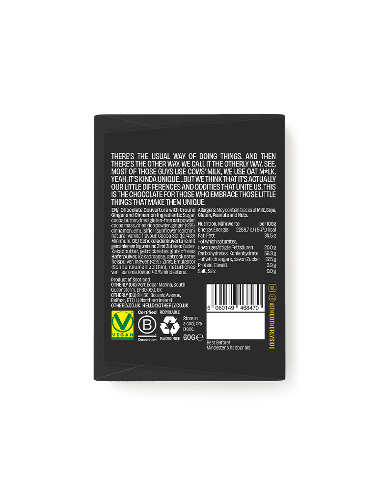 OTHERLY: OATM*LK CHOCOLATE [No duties when shipping to US!] - Wholesale Chocolate Bar - Gingerbread / 60G / Vegan / Creamy / OATM*LK CHOCOLATE BAR6