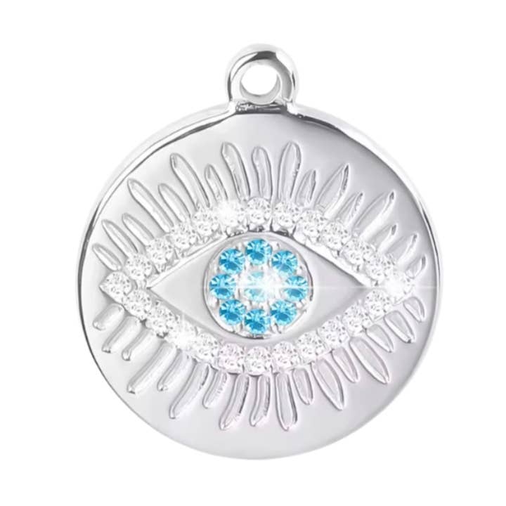 Blue & Silver Evil Eye Pendant for wholesale by Coco Luna Collection