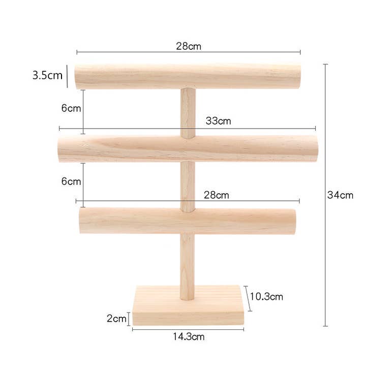 Beige Vertical Three-layer Bracelet Wooden Display W1832 for wholesale on Faire1