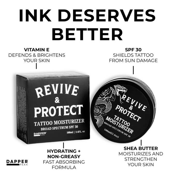 Dapper Peak - Wholesale Tattoo Enhancer - Revive and Protect Moisturizing Tattoo Cream with SPF 300