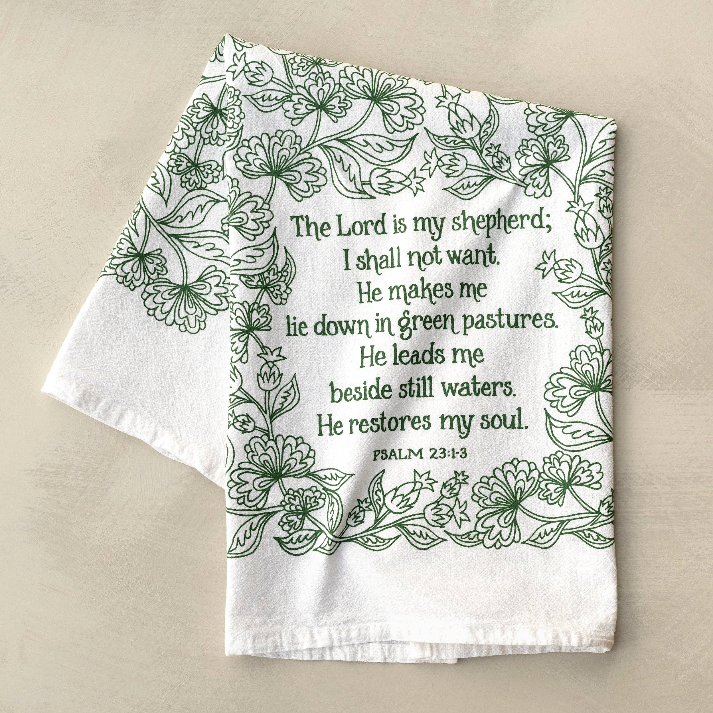 Little Things Studio - Wholesale Tea Towel - The Lord is My Shepherd Scripture Tea Towel — Psalm 231