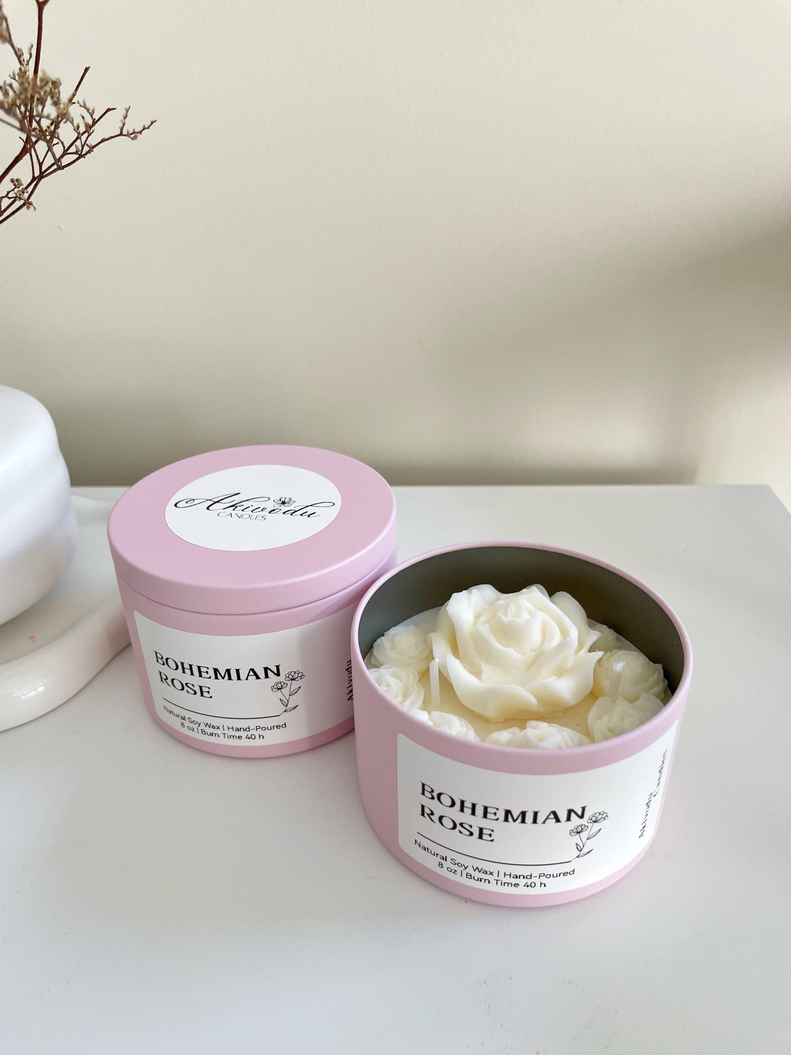 Akivodu Candles - Vendita all'ingrosso Candele regalo - Candela Bohemian Rose 8 oz - Profumazioni Multiple5