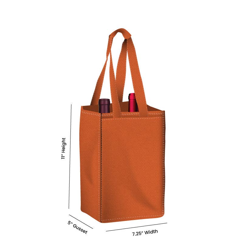 Non Woven Totes - Wholesale Wine Tote - Reusable 2-Bottle Wine Tote Bag-7.25x11x5 with Bottom Gusset | Custom Printed Wine Totes15