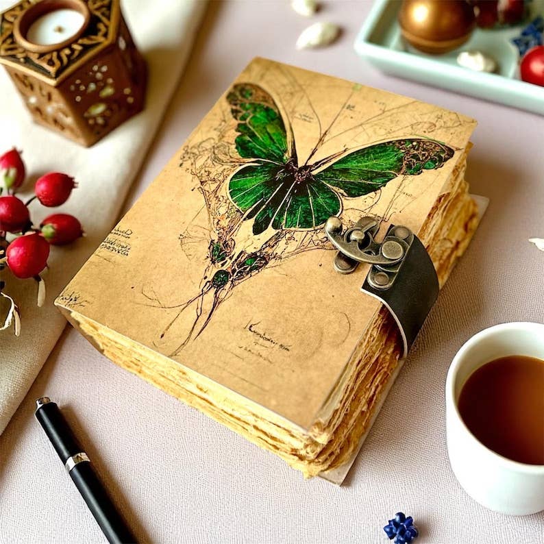 Leatherooze - Wholesale Journal/Diary - Leather handmade Journal – Luna Moth Book of Shadow
