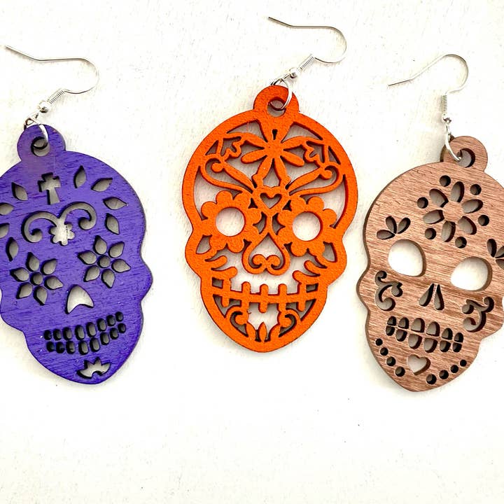 Stardust & Serendipity - Wholesale Dangle Earrings - Dia de los Muertos Sugar Skull Earrings