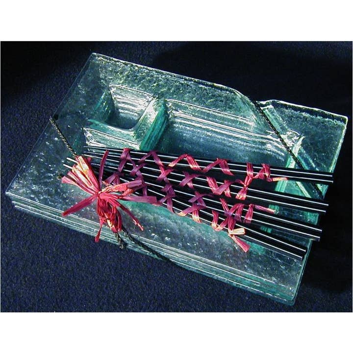 4pc Clear Textured Glass Sushi Serving Plate Set for wholesale by J Moilanen Studio