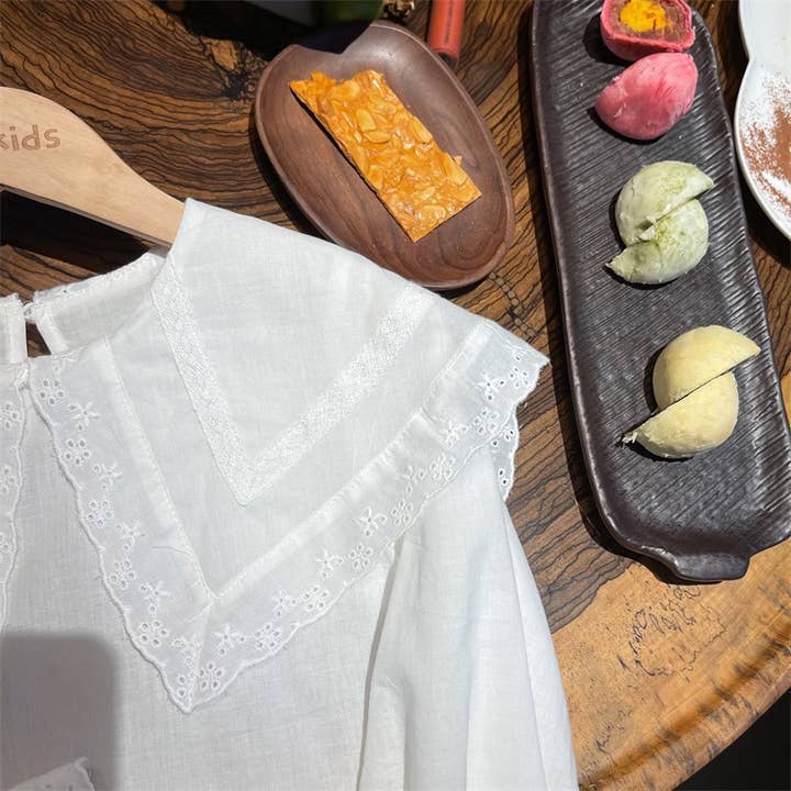 White Vintage-Inspired Cotton Top for Girls for wholesale on Faire1