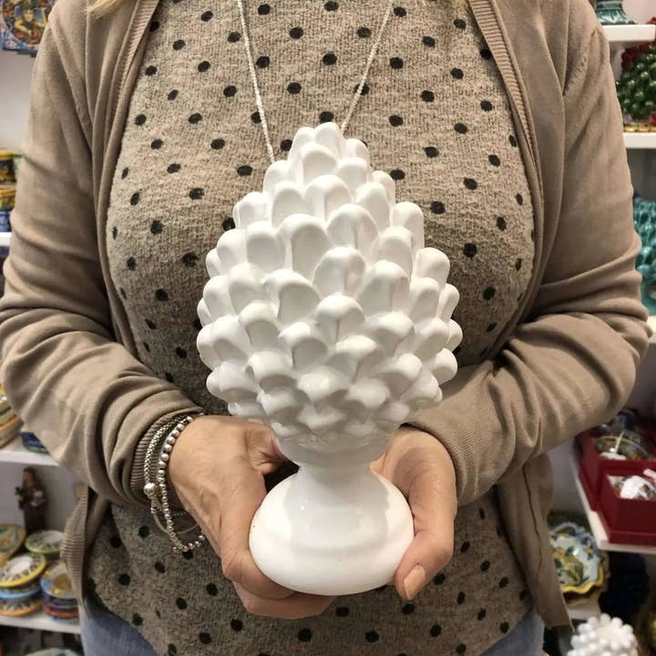 DD Ceramiche Siciliane - Wholesale Decorative Tabletop Object - Caltagirone Ceramic Pinecone cm H.20 Artisan Luis Line12