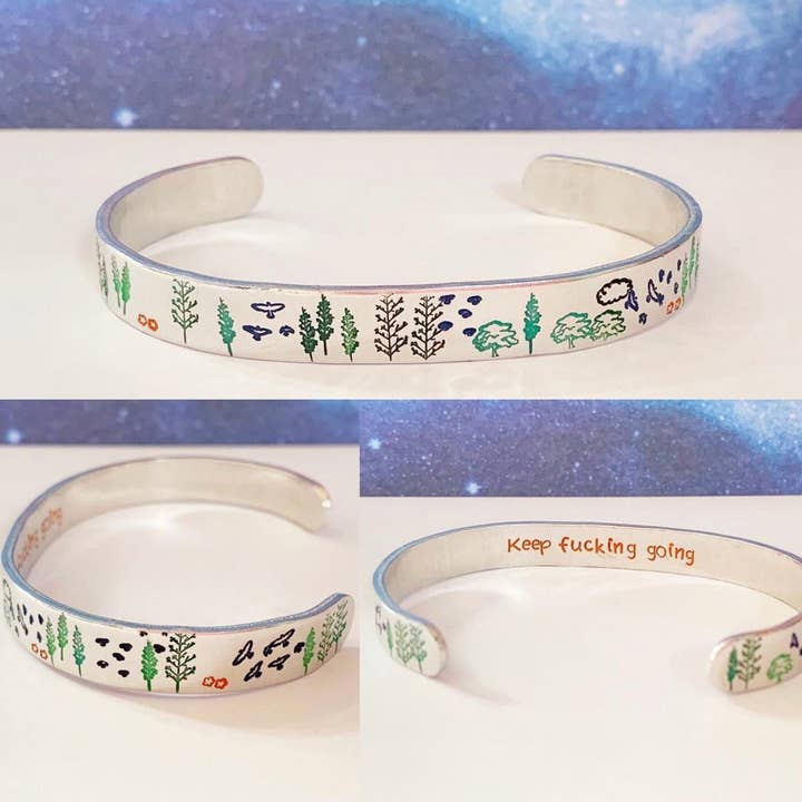 Team Neville - Wholesale Cuff Bracelet - Keep *F* Going Hand Stamped Hand Painted Hypoallergenic Aluminum Cuff Bracelet2