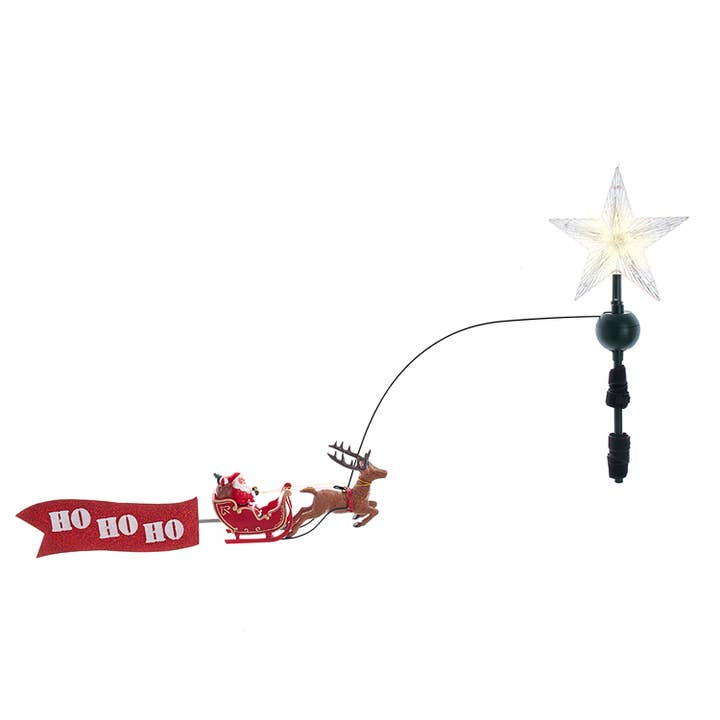 Kurt S. Adler, Inc. - Wholesale Tree Topper - 19.7" LED STAR TREE TOPPER W/ROTATING SANTA
