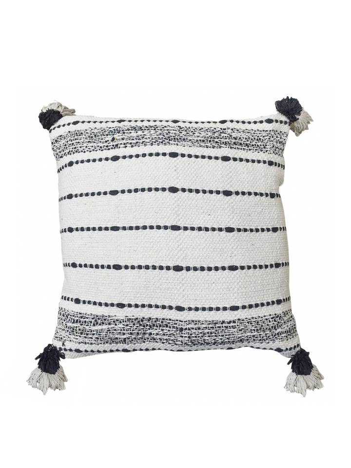 Cojín relleno de poliéster de algodón tejido a mano en blanco y negro para venta al por mayor de Tiramisu