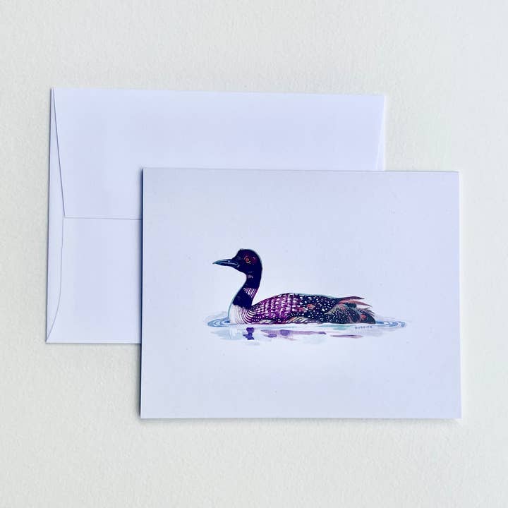 Loon Card for wholesale by Liz Burdick Arts