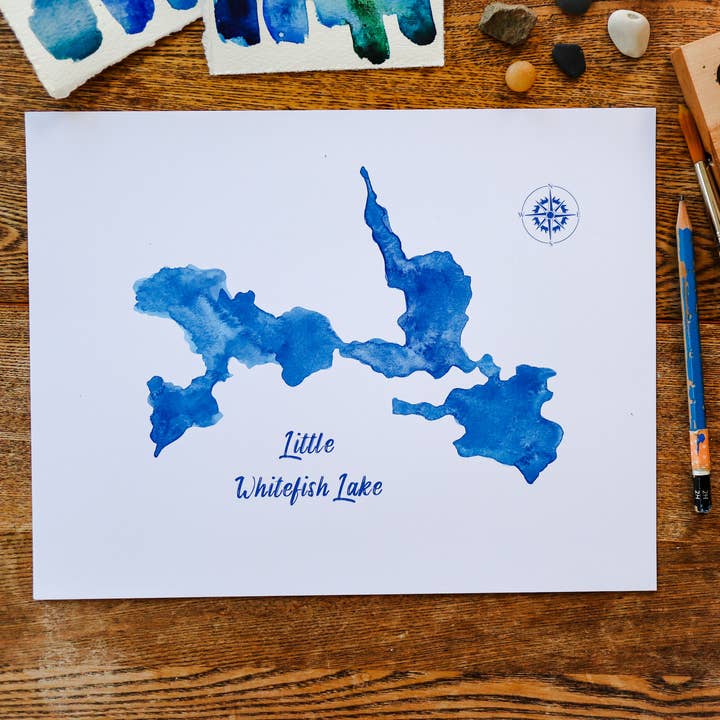 Lago Little Whitefish/Watercolor Art Print por atacado de Heirloom Island