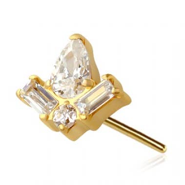 CRAVE BODY JEWELRY - Wholesale Knopjes/oorstekers - 316L CHIRURGISCH STAAL DRAADLOOS INDRUKKEN BAGUETTE DRUPPEL BE5