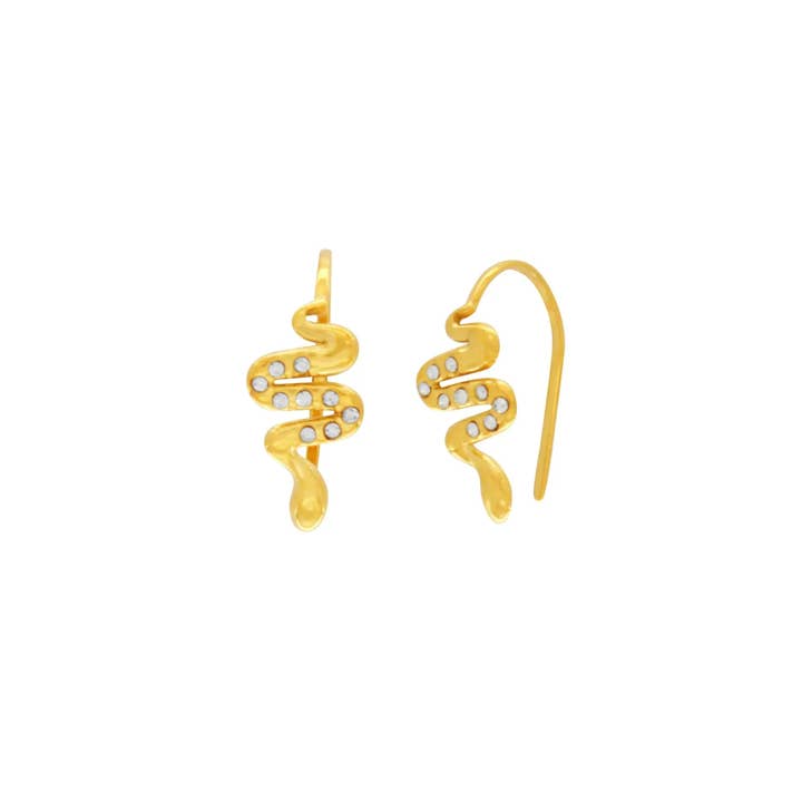 Joy Waterproof Snake CZ Hook Earring 18K Gold Plating and other Purchase Wholesale har pynt. Free Returns & Net 60 Terms on Faire trending on Faire.