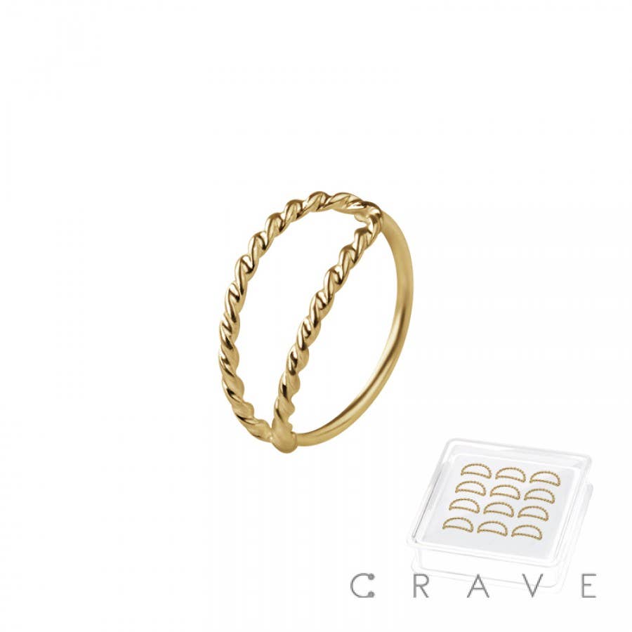 CRAVE – wholesale Nose ring – 12PCS OF 925 STERLING SILVER NOSE HOOP O-RING WITH TWIST DOU0
