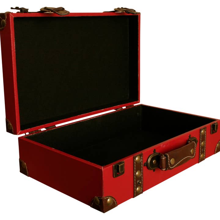 WALD IMPORTS - Wholesale Decorative Box - Red Faux Leather Suitcase3