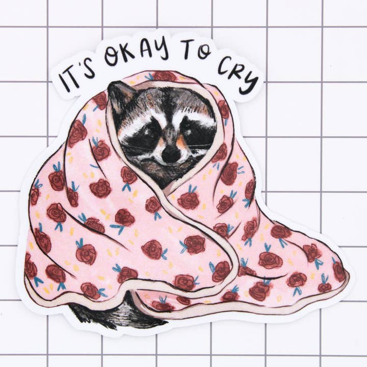 Adesivo em vinil de guaxinim Okay por atacado de Amy Hartelust Art and Illustration