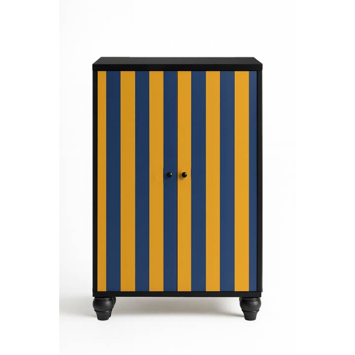 Dressoir kast 2 deuren mdf gele en blauwe strepen voor wholesale door Really Nice Things