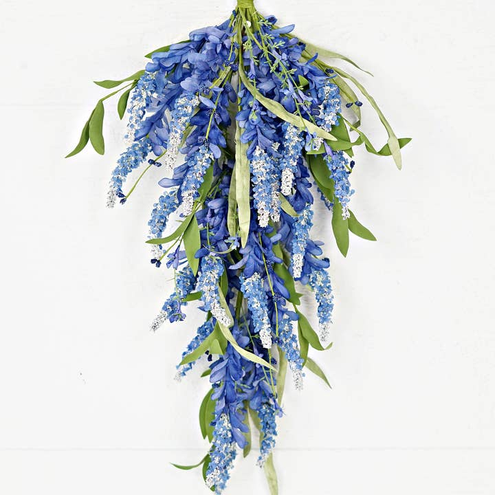 Impressive Enterprises, Inc. - Wholesale Artificial Flowers - 35603-28inL Teardrop-Blue Bonnet Flower with Heather