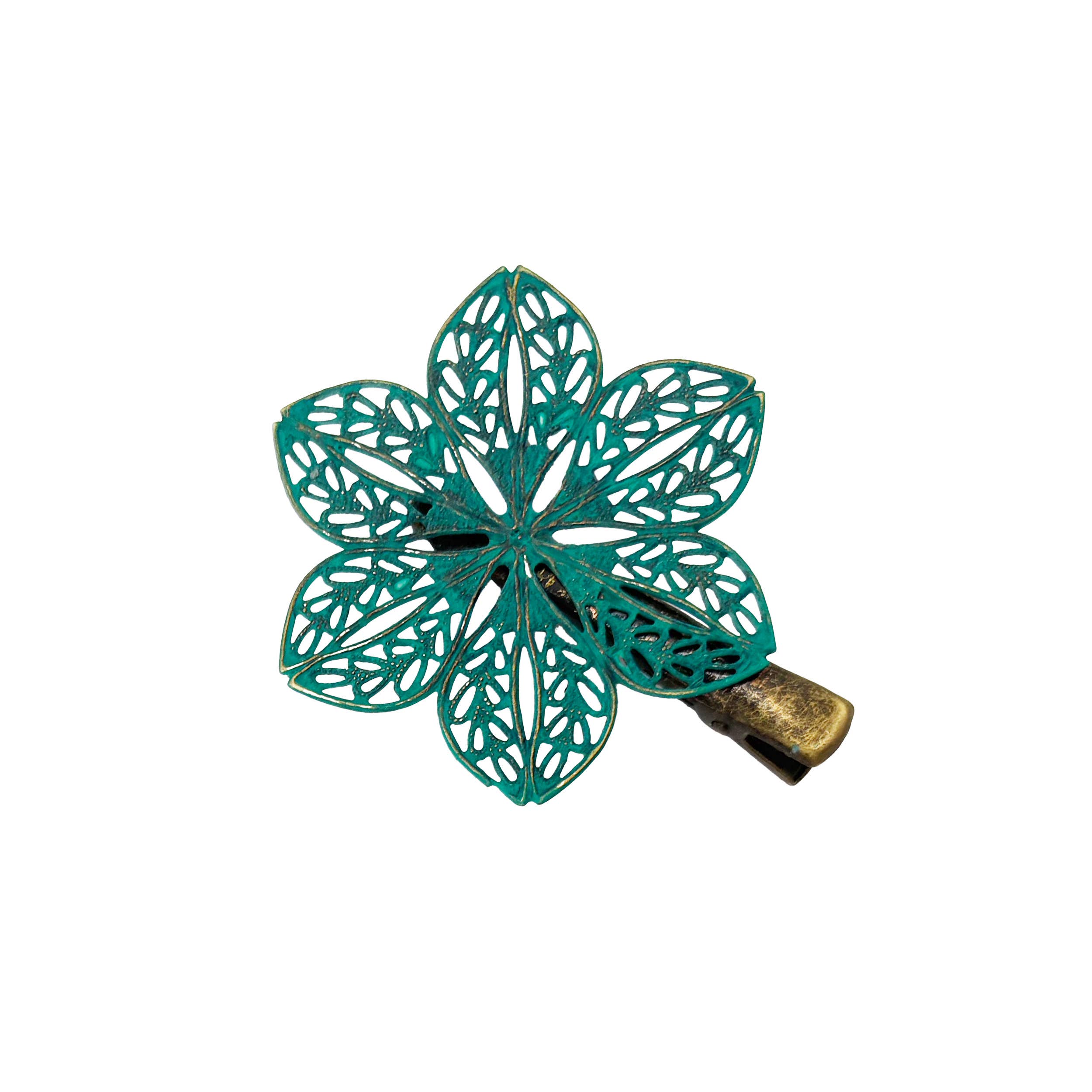 Gleeful Peacock - Wholesale Hair Clip - Women's - Plucky Flower Filigree Hair Clip3