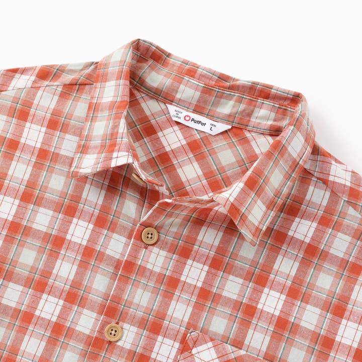 Orange Family Matching Plaid Shirt or Shirred Bodice Tiered Dress for wholesale on Faire32