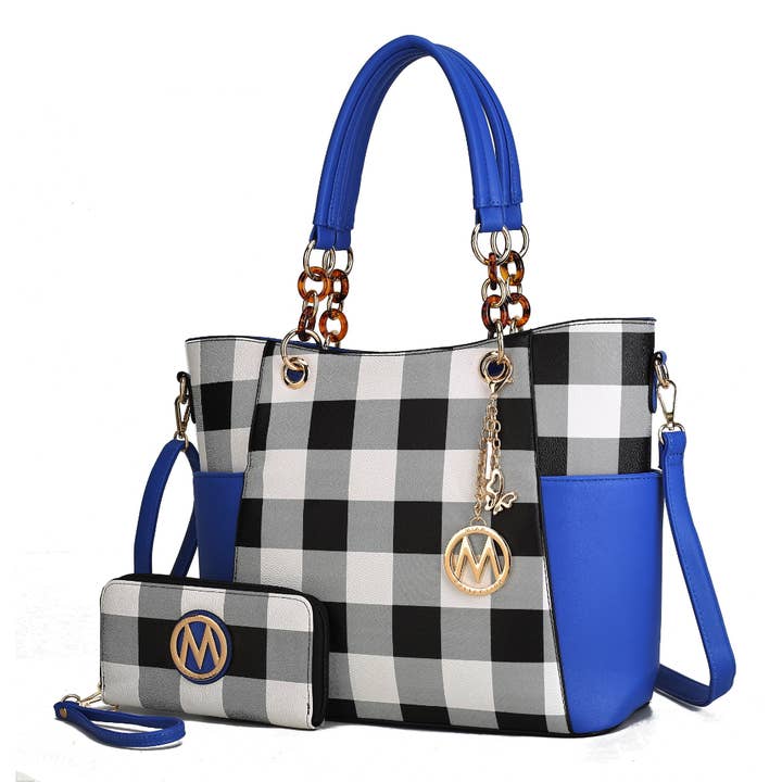 MKF Collection - Wholesale Tote Bag - Women's - MKF Mariely Checker Tote Bag & Wallet Set Women Handbag8