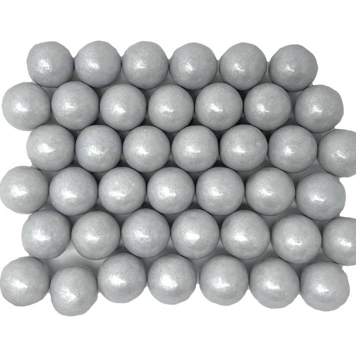 Long Island Candy Factory - Wholesale Chewing Gum - Silver Gumballs 1/2 INCH 2 POUND BAG