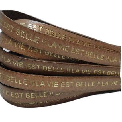 REAL FLAT LEATHER-LA VIE EST BELLE-BEIGE WITH GOLD for wholesale by Sun Enterprises B.V.