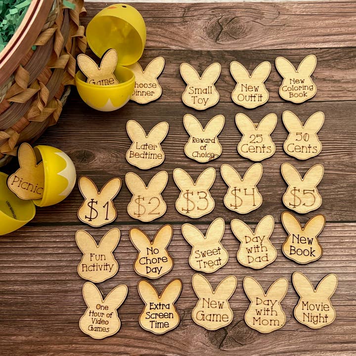 Wood Easter Egg Tokens for Easter Egg Baskets for Kids for wholesale by Tara’s Craft Room